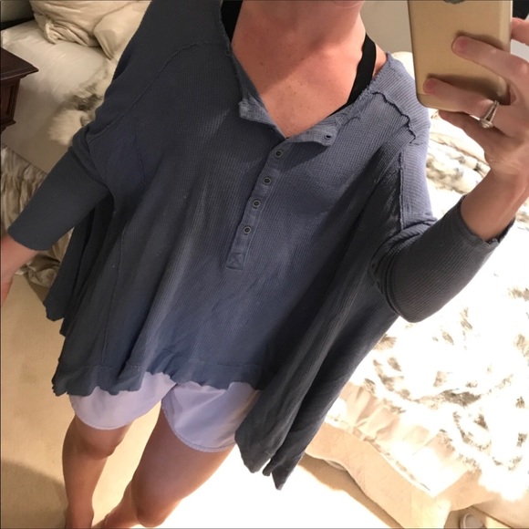 Free People Tops - Free People Blue Long Sleeve Henley